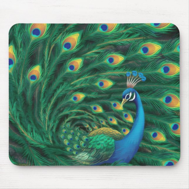Blue Peacock Bird Mousepad (Vorne)