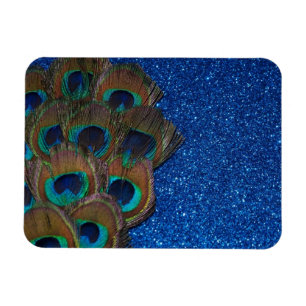 Blue Peacock Bouquet Glitterie Stillleben Magnet