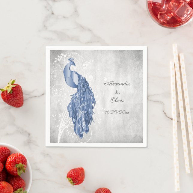Blue Peacock Brautparty Napkins Serviette (Beispiel)