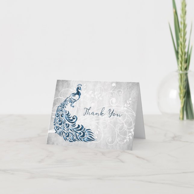 Blue Peacock Dankeschön Card Karte (Vorderseite)