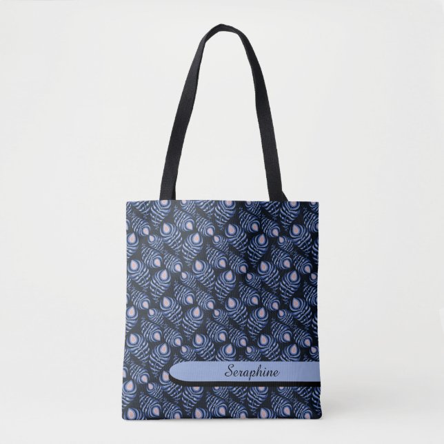 Blue Peacock Feather Tote Bag (Vorderseite)