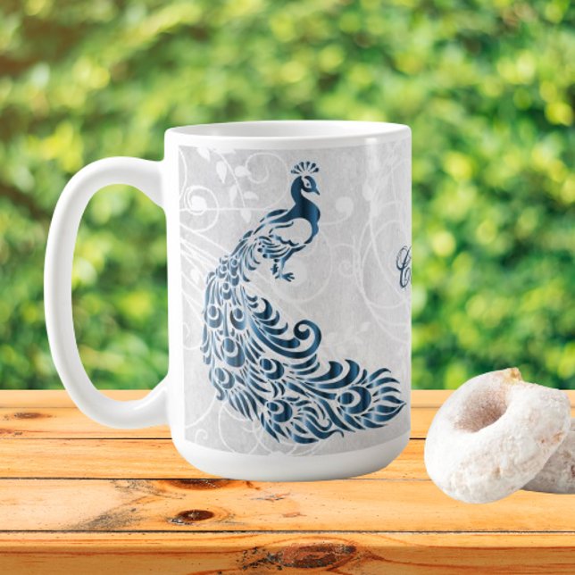 Blue Peacock Personalisiert Coffee Tasse (Blue Peacock Personalized Coffee Mug)