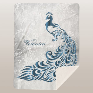 Blue Peacock Personalisiert Sherpa Blanket Sherpadecke