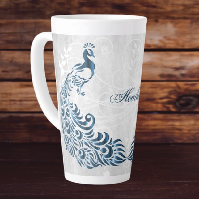 Blue Peacock Personalisierte Latte-Tasse Milchtasse (Blue Peacock Personalized Latte Mug)