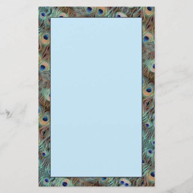 Blue Peacock Schwanz Feather Design Stationsheet (Vorderseite)