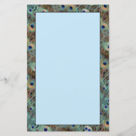 Blue Peacock Schwanz Feather Design Stationsheet