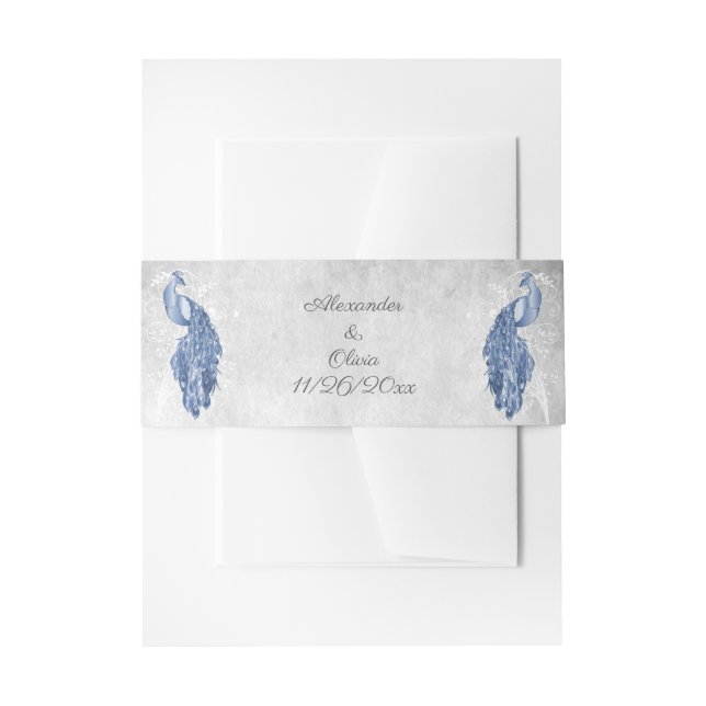 Blue Peacock Wedding Invitation Bly Band (Vorderseite Beispiel)