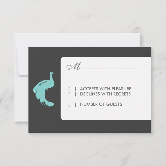 Blue Peacocks RSVP-Karte RSVP Karte (Vorderseite)