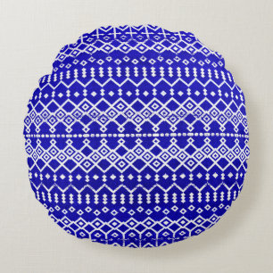 Blue Pearl Legacy: Marokkanisches Erbe Textur Rundes Kissen