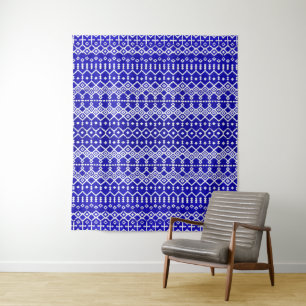 Blue Pearl Legacy: Marokkanisches Erbe Textur Wandteppich