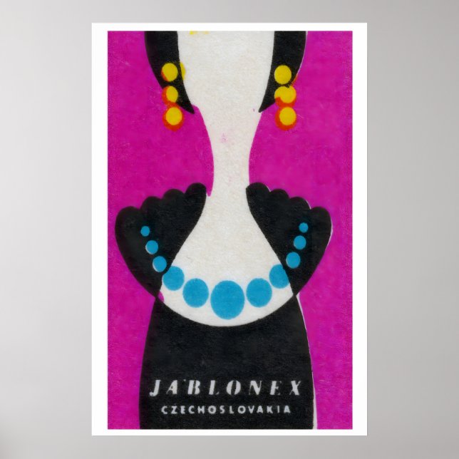 Blue Pearl Necklace - Matchbox Print - Czech Wall Poster (Vorne)