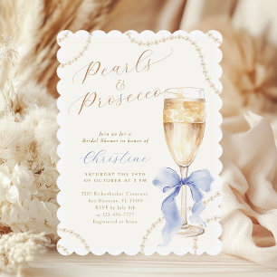 Blue Pearls und Prosecco Bridal Dusche Einladung