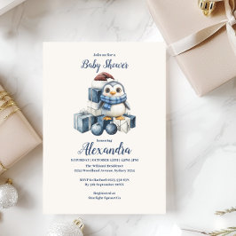 Blue Penguin Christmas Baby Dusche Einladung