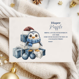 Blue Penguin Christmas Diapper Raffle Begleitkarte