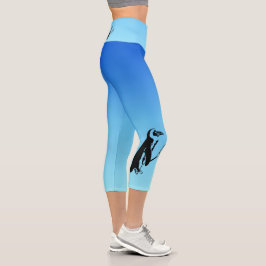 Blue Penguin Tennis Player Capri Leggings