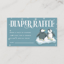 Blue Penguins Baby Showdusche Windeln Raffle Ticke Begleitkarte