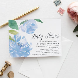 Blue Peonies | Einladung der Babydusche