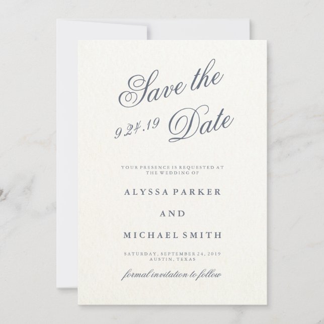 Blue Peonies Wedding Save the Date (Vorderseite)