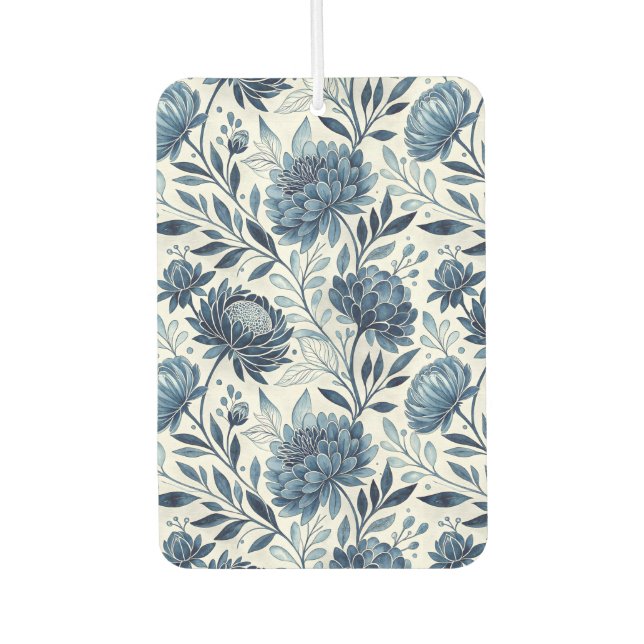 Blue Peony Garden Watercolor Autolufterfrischer (Vorderseite)