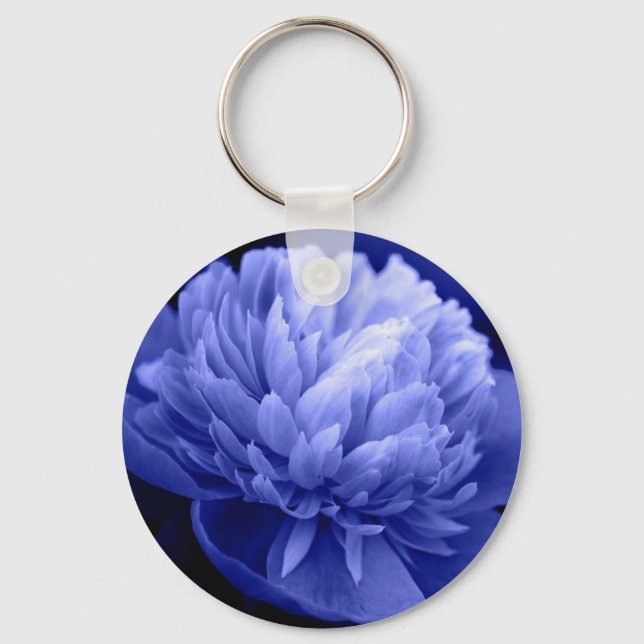 Blue Peony Key Chain Schlüsselanhänger (Vorderseite)