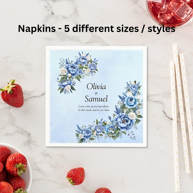 Blue Peony on Blue Cocktail Serviette (Von Creator hochgeladen)