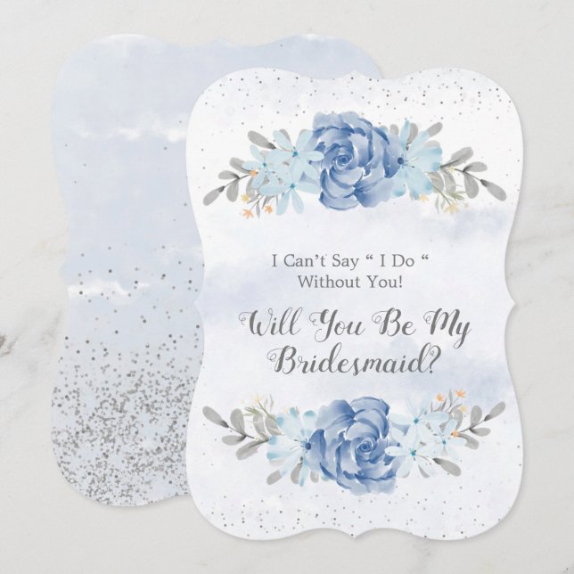 Blue Peony werden Sie meine Bridesmaid-Einladungen Einladung (Vorne/Hinten)