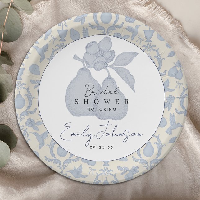 Blue Perfect Pear Brautparty Paper Teller (Paper Plate)