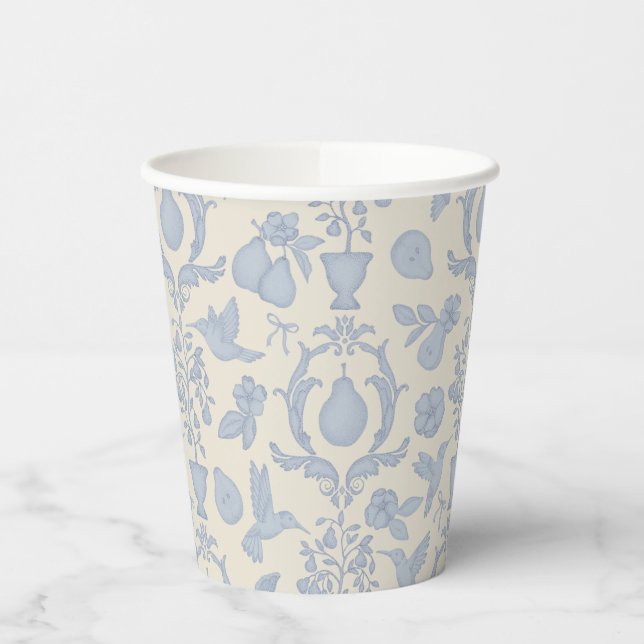 Blue Perfect Pear Damask Brautparty Paper Cups Pappbecher (Links)