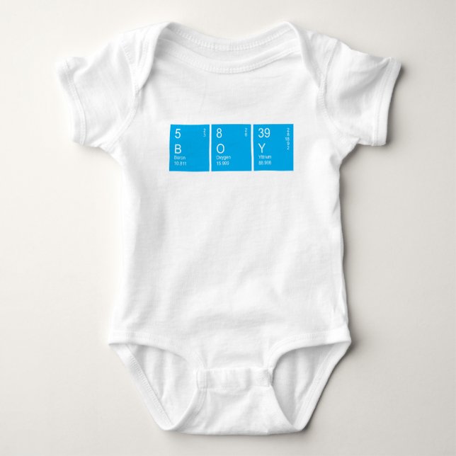 Blue Periodic Table BOY Baby Strampler (Vorderseite)