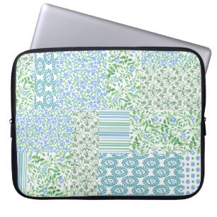 Blue Periwinkle Blume Vintage Imitate Patchwork Laptopschutzhülle
