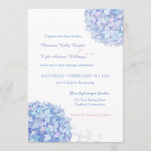 Blue Periwinkle Hydrangeas Garden Wedding Einladung