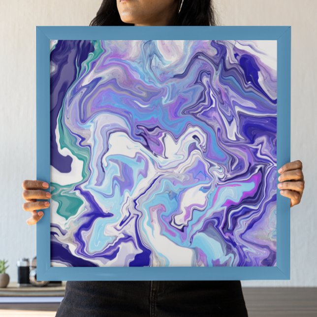 Blue Periwinkle Marble Fluid Art Poster (Von Creator hochgeladen)