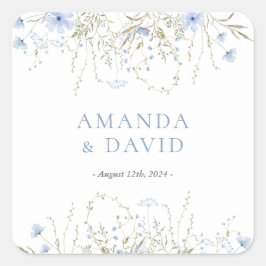 Blue Periwinkle Wildblume Wedding Quadratischer Aufkleber