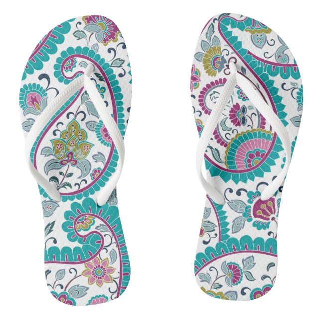 Blue Persian Boteh Paisley Pattern woman Drehte Fl Flip Flops (Fußbett)