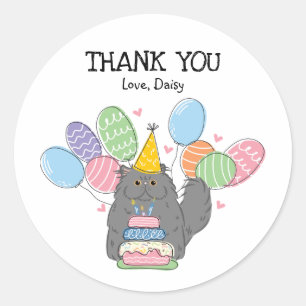 Blue Persian Cat Birthday Favor Tags Sticker