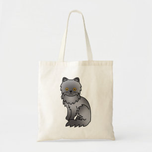 Blue Persian Niedlich Cartoon Cat Illustration Tragetasche