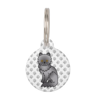 Blue Persian Niedlich Cartoon Cat & Pet's Info Haustiermarke