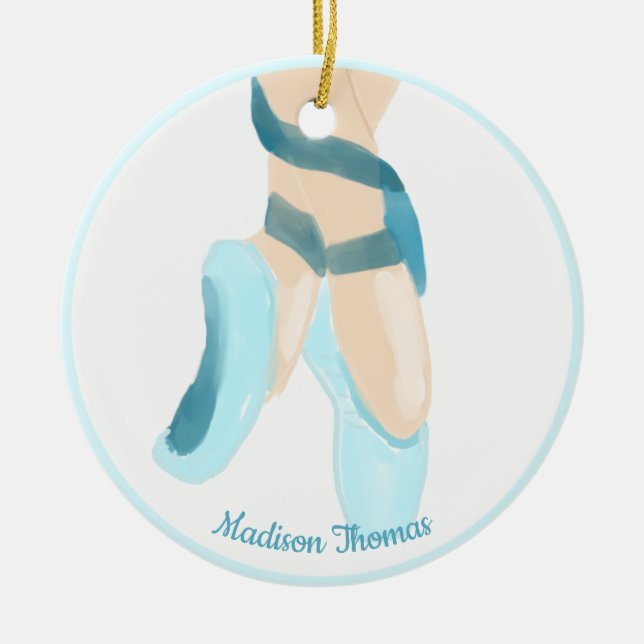 Blue Personalisiert Ballet Slippers Keramik Ornament (Vorne)