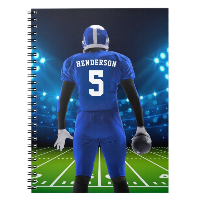 Blue Personalisiert Football Player Notebook Notizblock (Vorderseite)