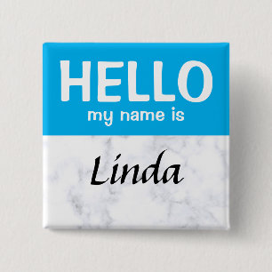 Blue Personalisiert Hello my name Button