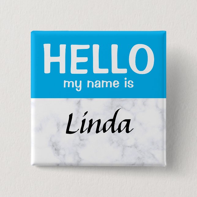 Blue Personalisiert Hello my name Button (Vorderseite)