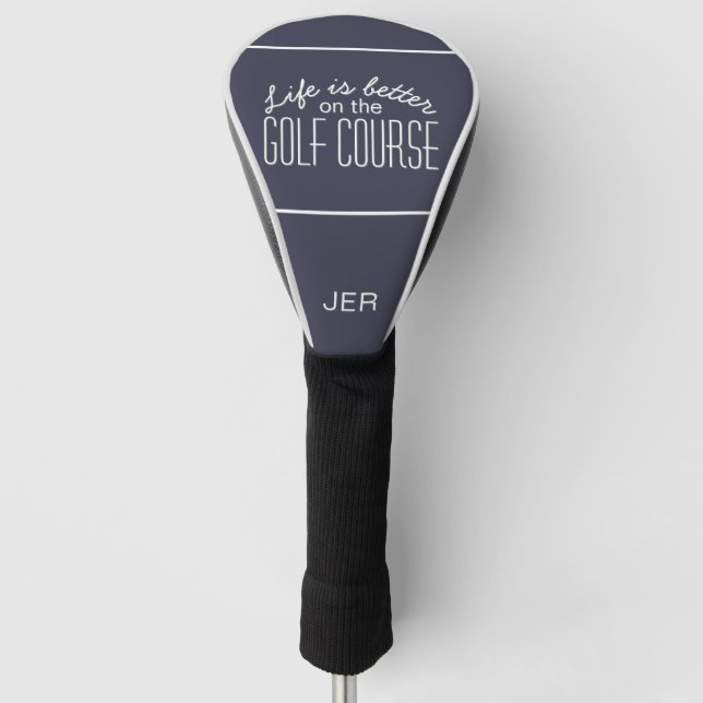 Blue Personalisiert Initials Mit Monogramm Golf Qu Headcover (Vorderseite)