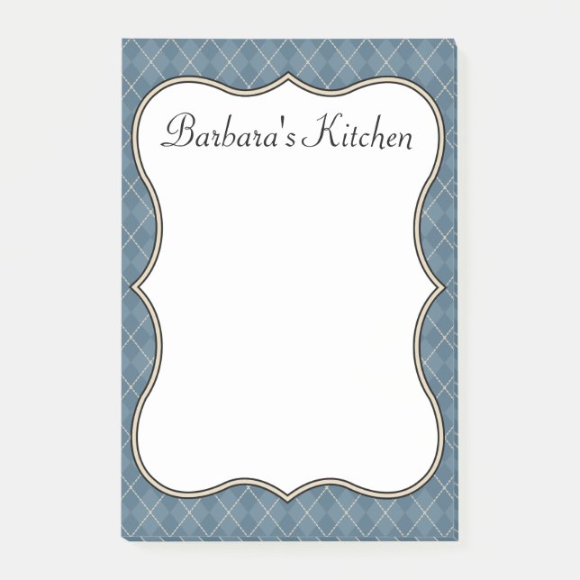 Blue Personalisiert Kitchen Notepad Geschenk Post-it Klebezettel (Vorderseite)