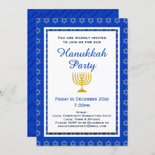 Blue Personalisiert Menorah HANUKKAH Party Einladung