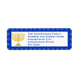 Blue Personalisiert Menorah HANUKKAH Rücksendeadre