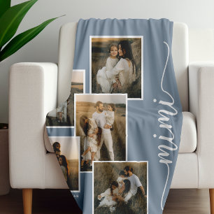 Blue Personalisiert Mimi Grandkid 5 Fotocollage Fleecedecke