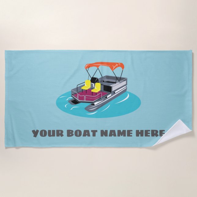 Blue Personalisiert Pontoon Boat Beach Handtuch (Vorderseite)