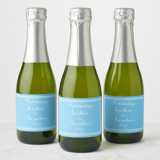 Blue Personalisiert Wedding Mini Sparkling Weinkel (Flaschen)