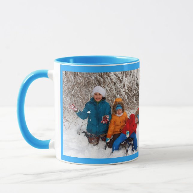 Blue Personalize Foto Template Geschenk Kaffee Tas Tasse (Links)
