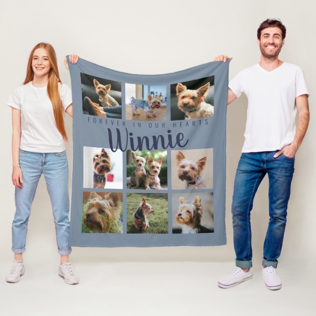 Blue Pet Foto Collage Memory Keepake Skriptname Fleecedecke (Beispiel)